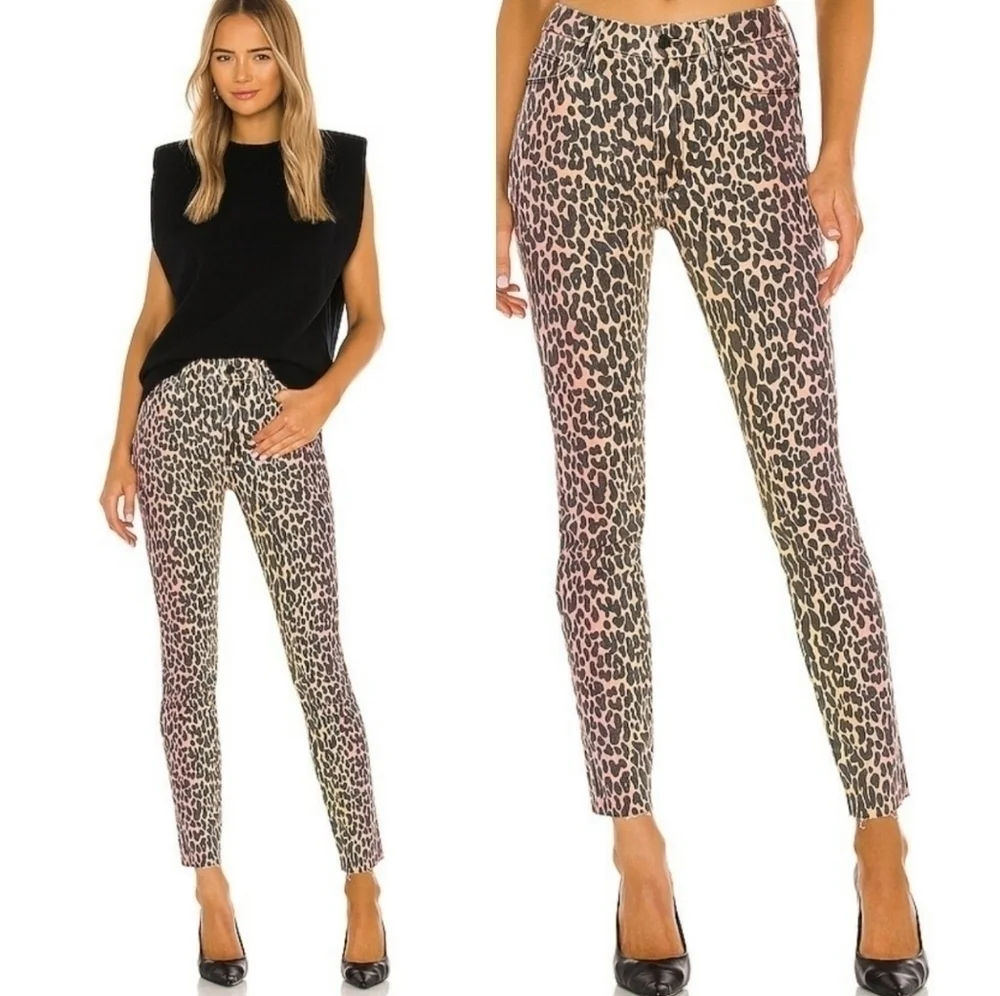 New MOTHER Jeans The Looker High Waist Fray Ankle Skinny Pink Horizon NWT Sz 24